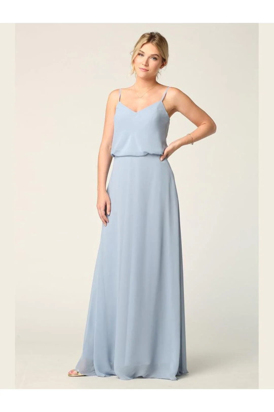 Eva USA 3318 Long Spaghetti Strap Blouson Bridesmaids Dress - Image 5