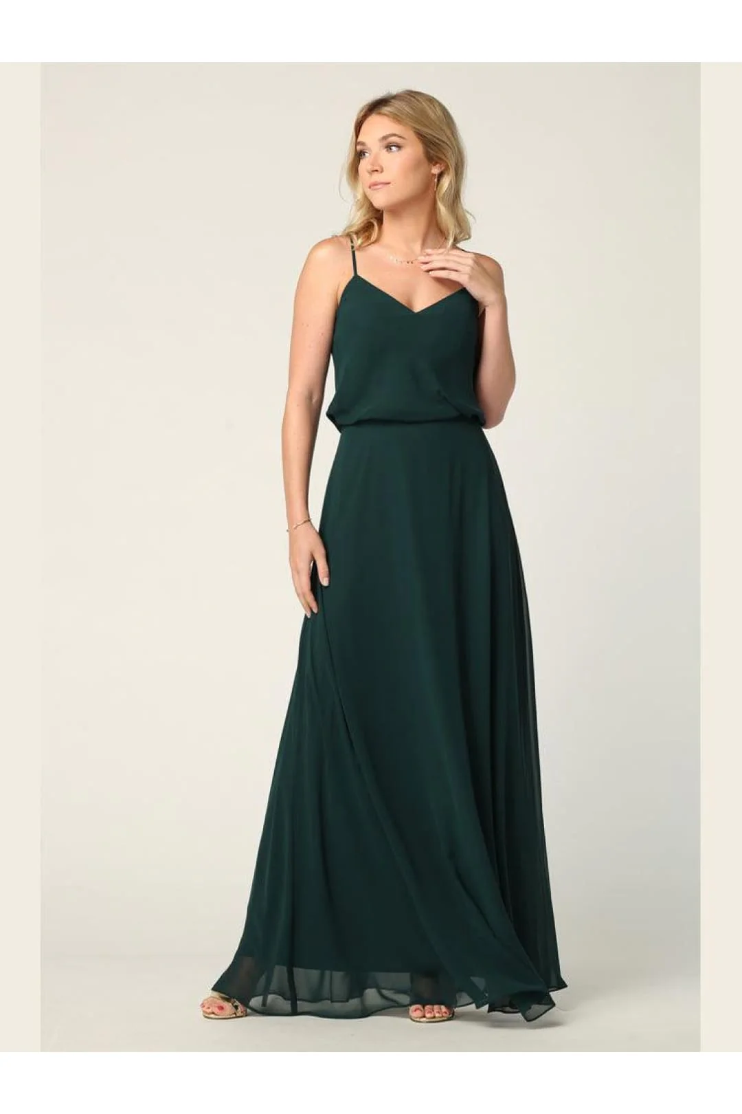 Eva USA 3318 Long Spaghetti Strap Blouson Bridesmaids Dress - Image 6