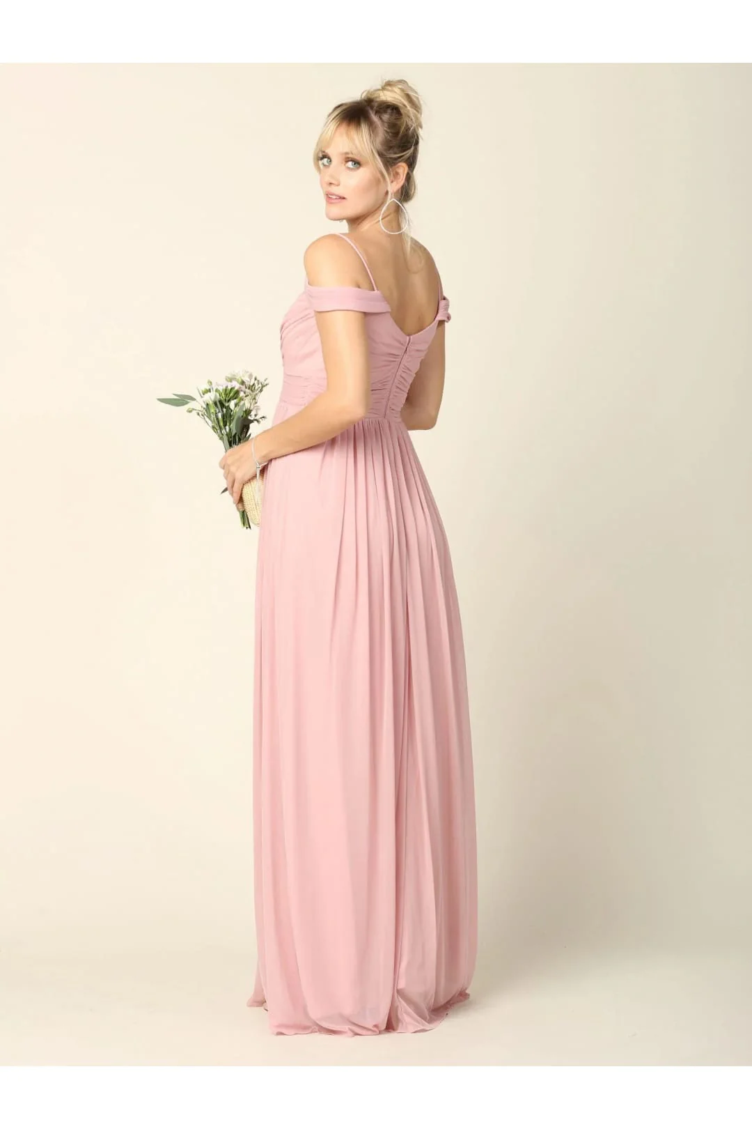 Eva USA 3323 Long Off-Shoulder Bridesmaids Pleated Dress - Image 11