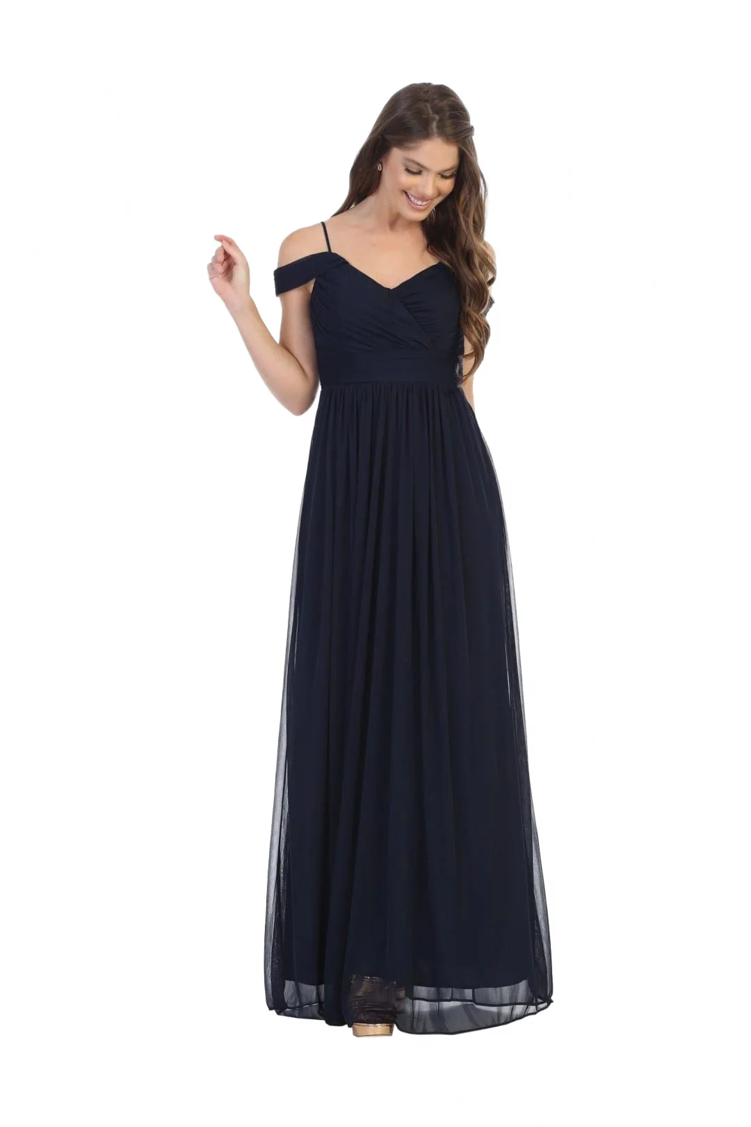 Eva USA 3323 Long Off-Shoulder Bridesmaids Pleated Dress - Image 15