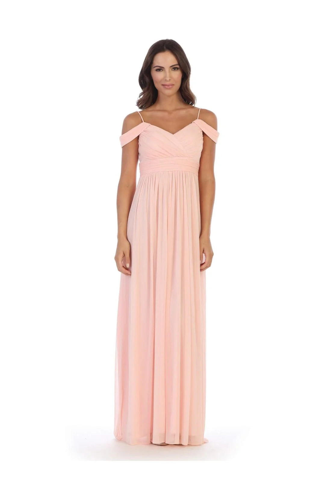 Eva USA 3323 Long Off-Shoulder Bridesmaids Pleated Dress - Image 4