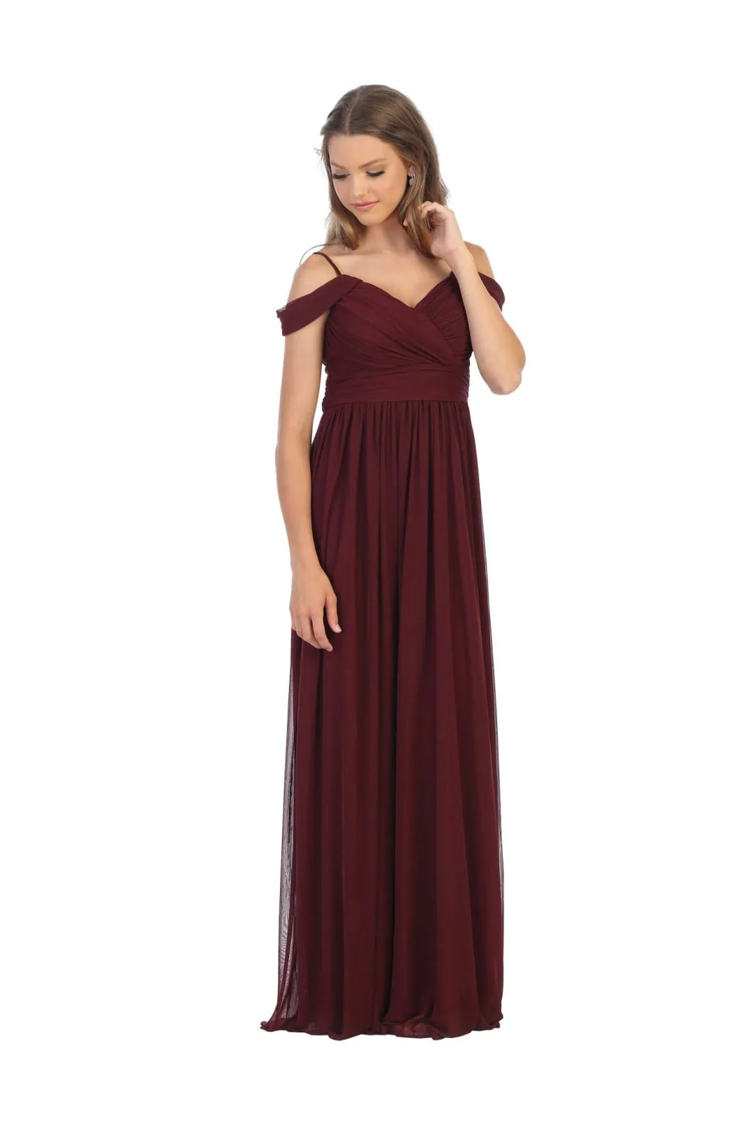 Eva USA 3323 Long Off-Shoulder Bridesmaids Pleated Dress - Image 5