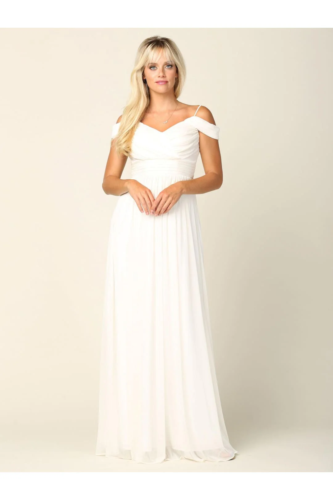 Eva USA 3323 Long Off-Shoulder Bridesmaids Pleated Dress - Image 6