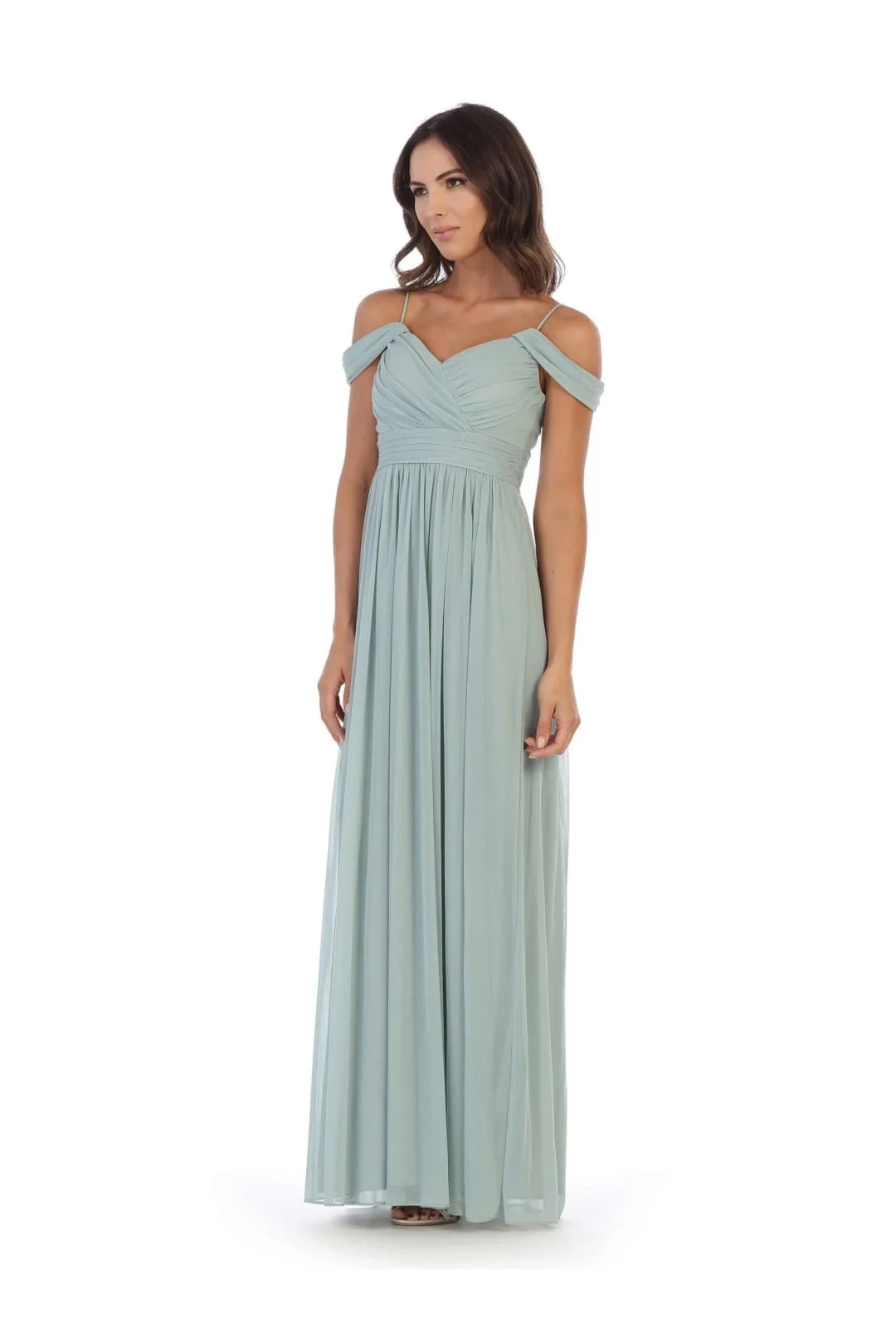 Eva USA 3323 Long Off-Shoulder Bridesmaids Pleated Dress - Image 7