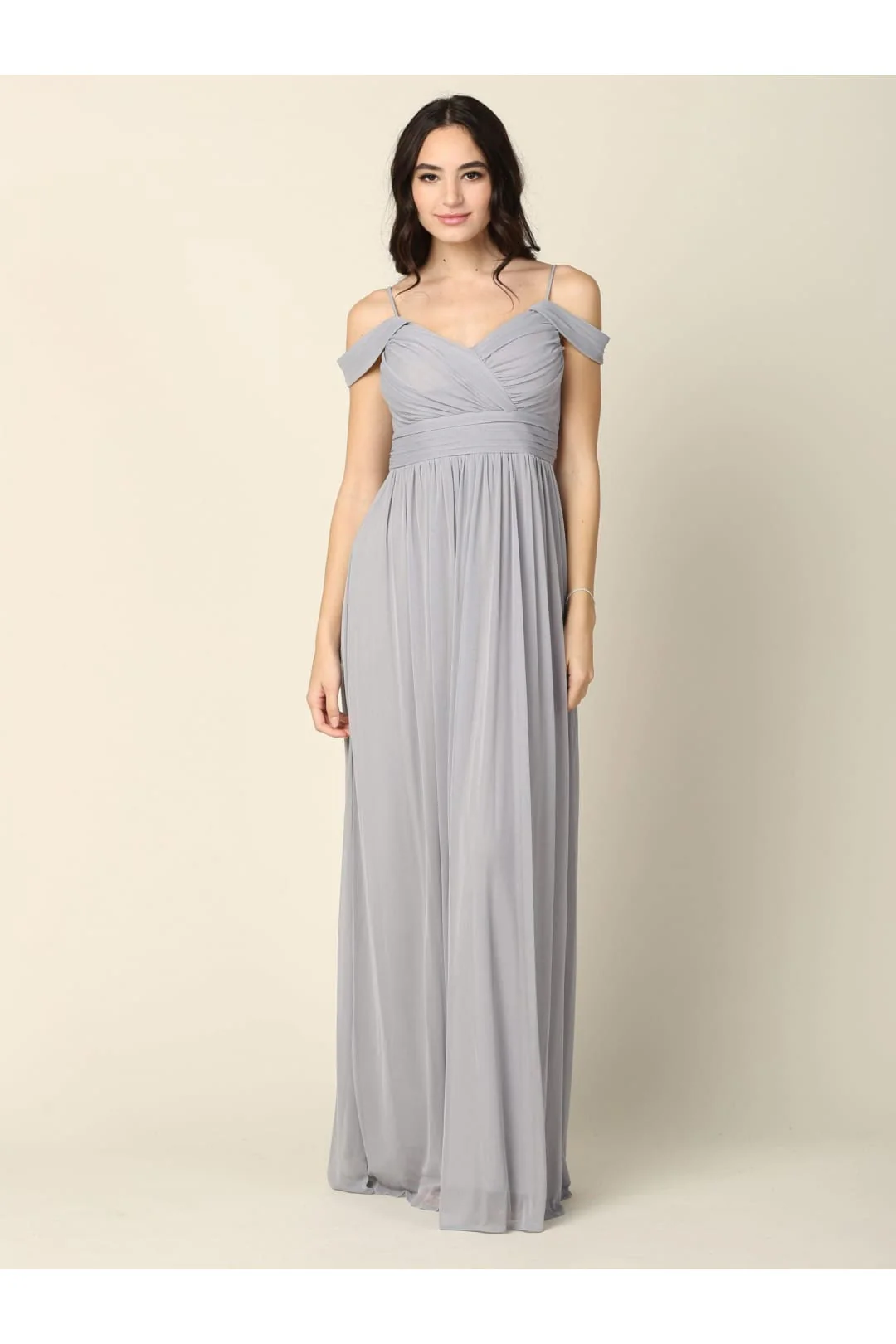 Eva USA 3323 Long Off-Shoulder Bridesmaids Pleated Dress - Image 8
