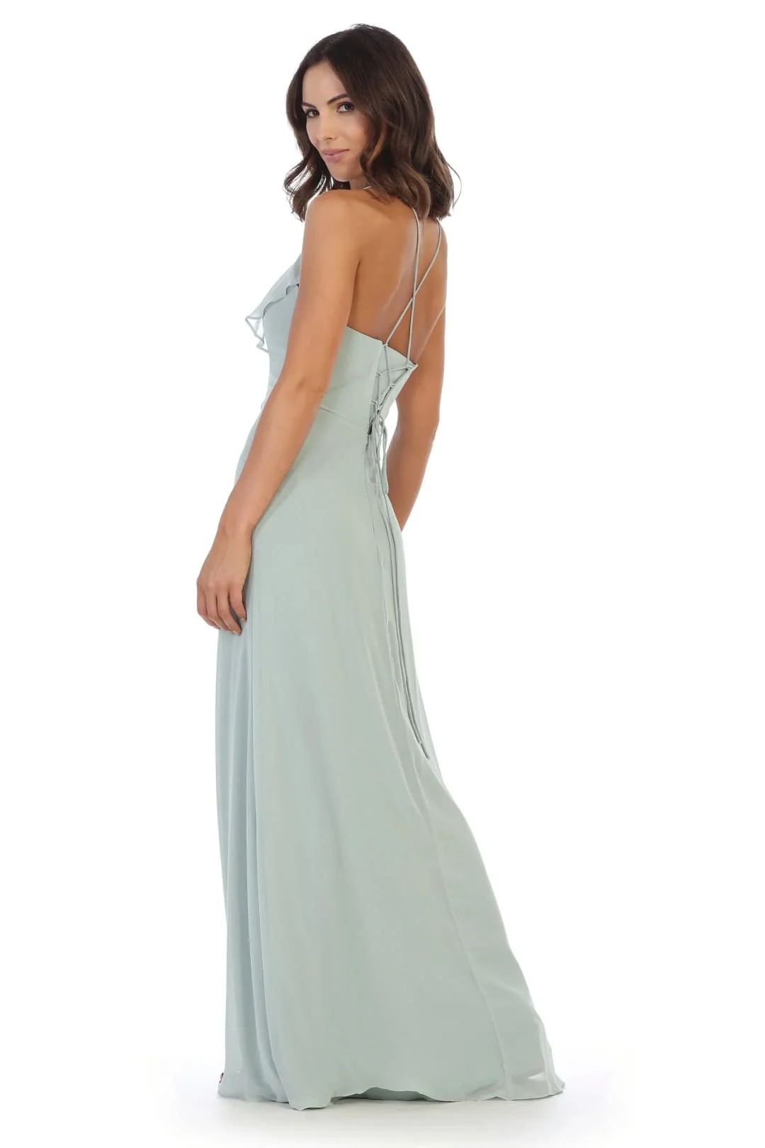 Eva USA 3326 Long Formal Ruffled Chiffon Bridesmaids Dress - Image 10
