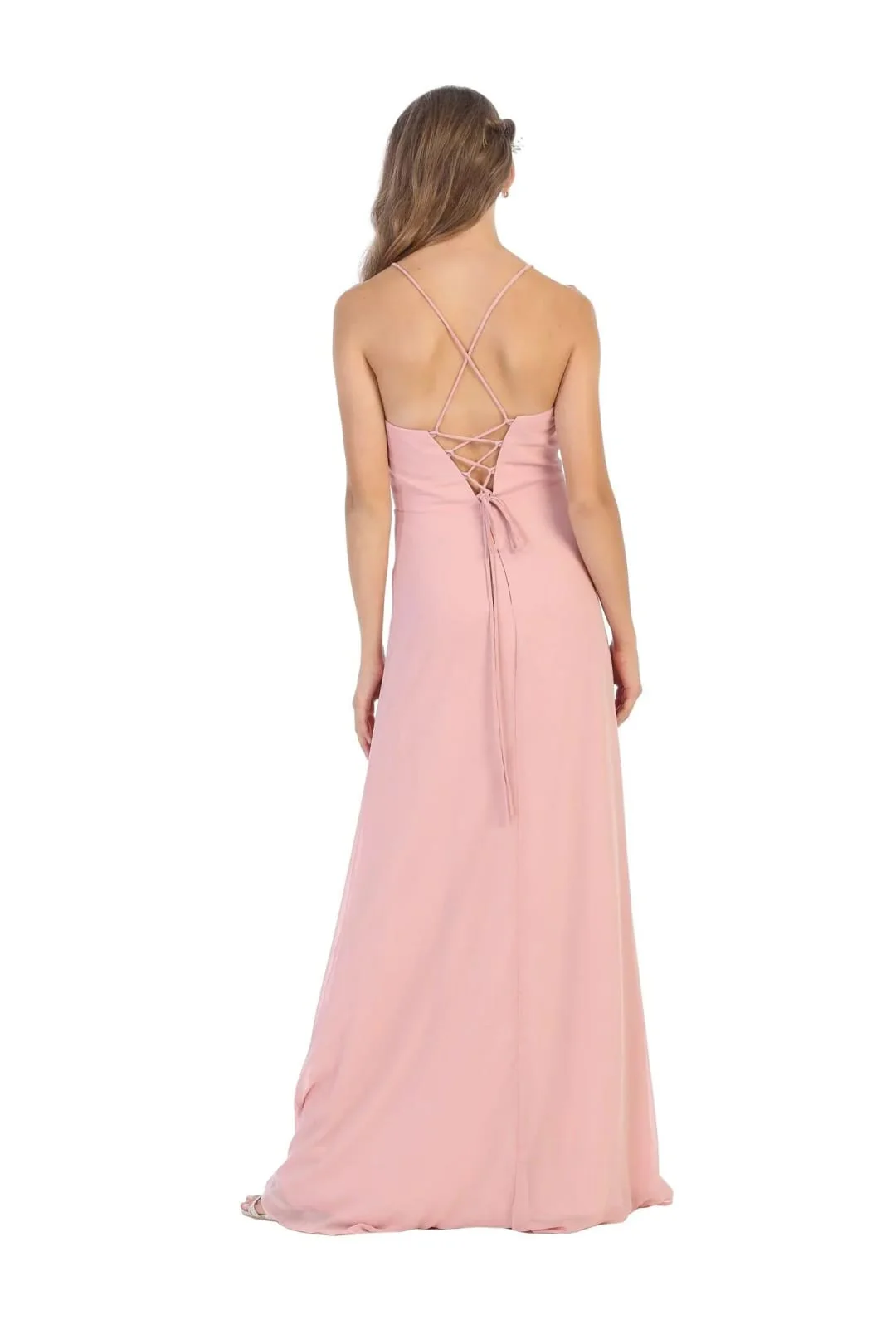 Eva USA 3326 Long Formal Ruffled Chiffon Bridesmaids Dress - Image 12