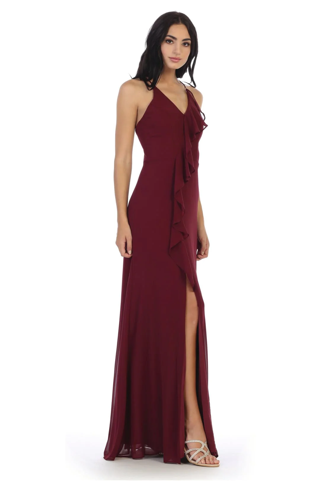 Eva USA 3326 Long Formal Ruffled Chiffon Bridesmaids Dress - Image 3