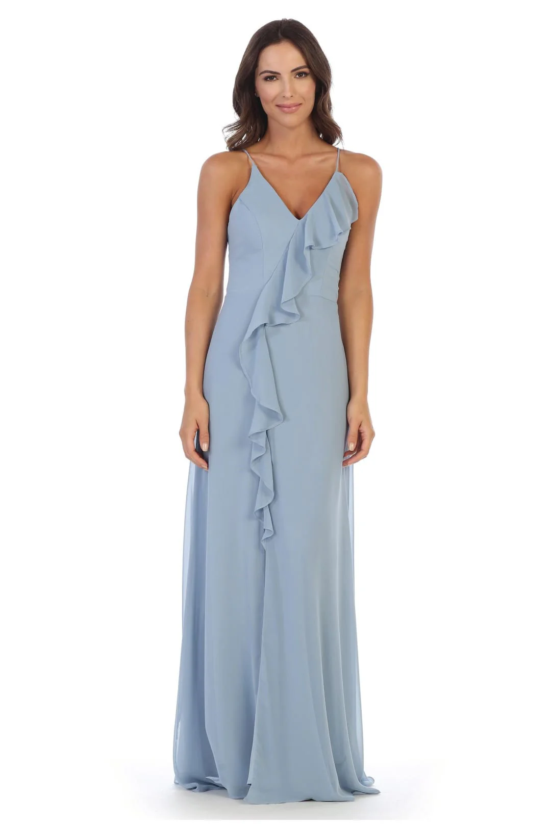 Eva USA 3326 Long Formal Ruffled Chiffon Bridesmaids Dress - Image 5