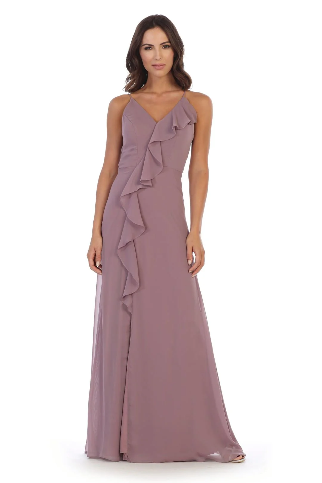 Eva USA 3326 Long Formal Ruffled Chiffon Bridesmaids Dress - Image 6