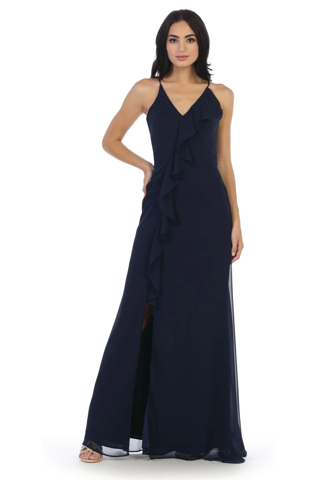Eva USA 3326 Long Formal Ruffled Chiffon Bridesmaids Dress - Image 7