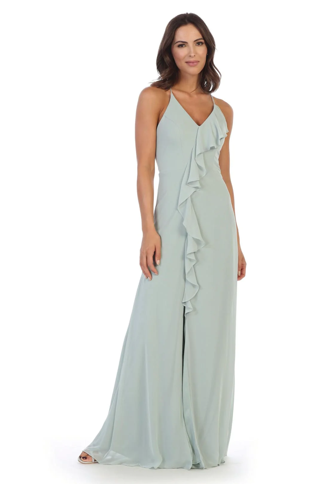 Eva USA 3326 Long Formal Ruffled Chiffon Bridesmaids Dress - Image 8