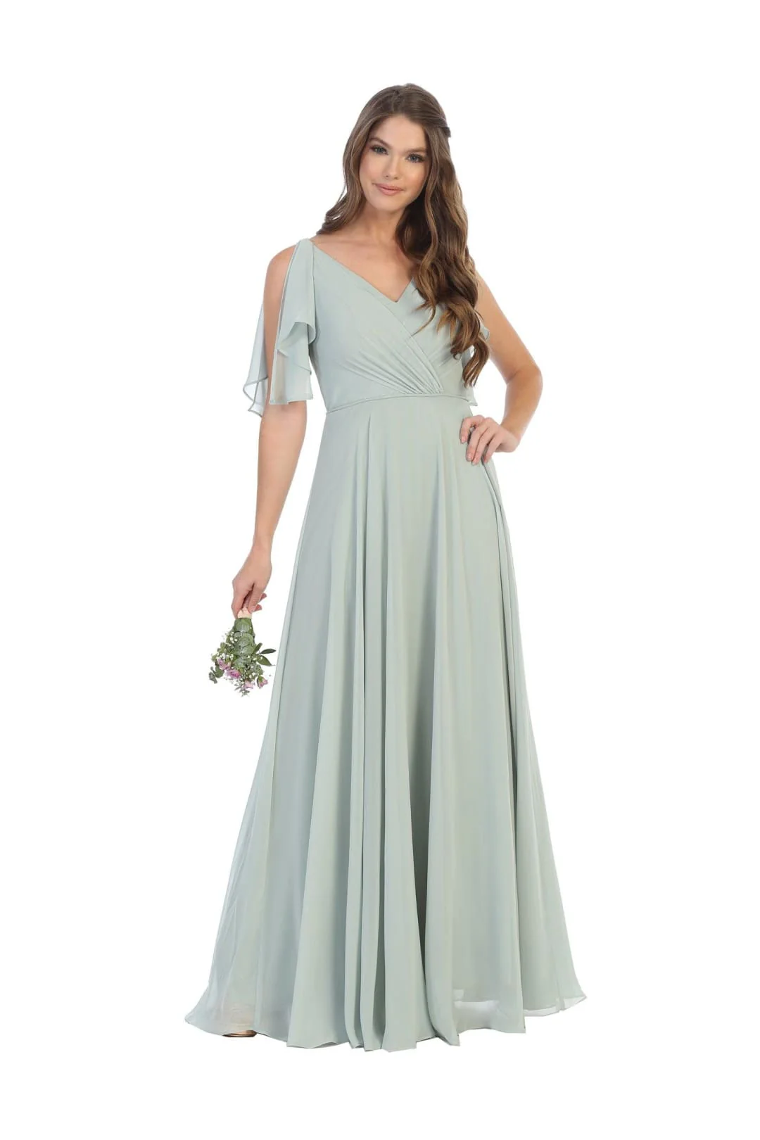 Eva USA 3345 Long Formal Flutter Sleeves Bridesmaids Dress - Image 10