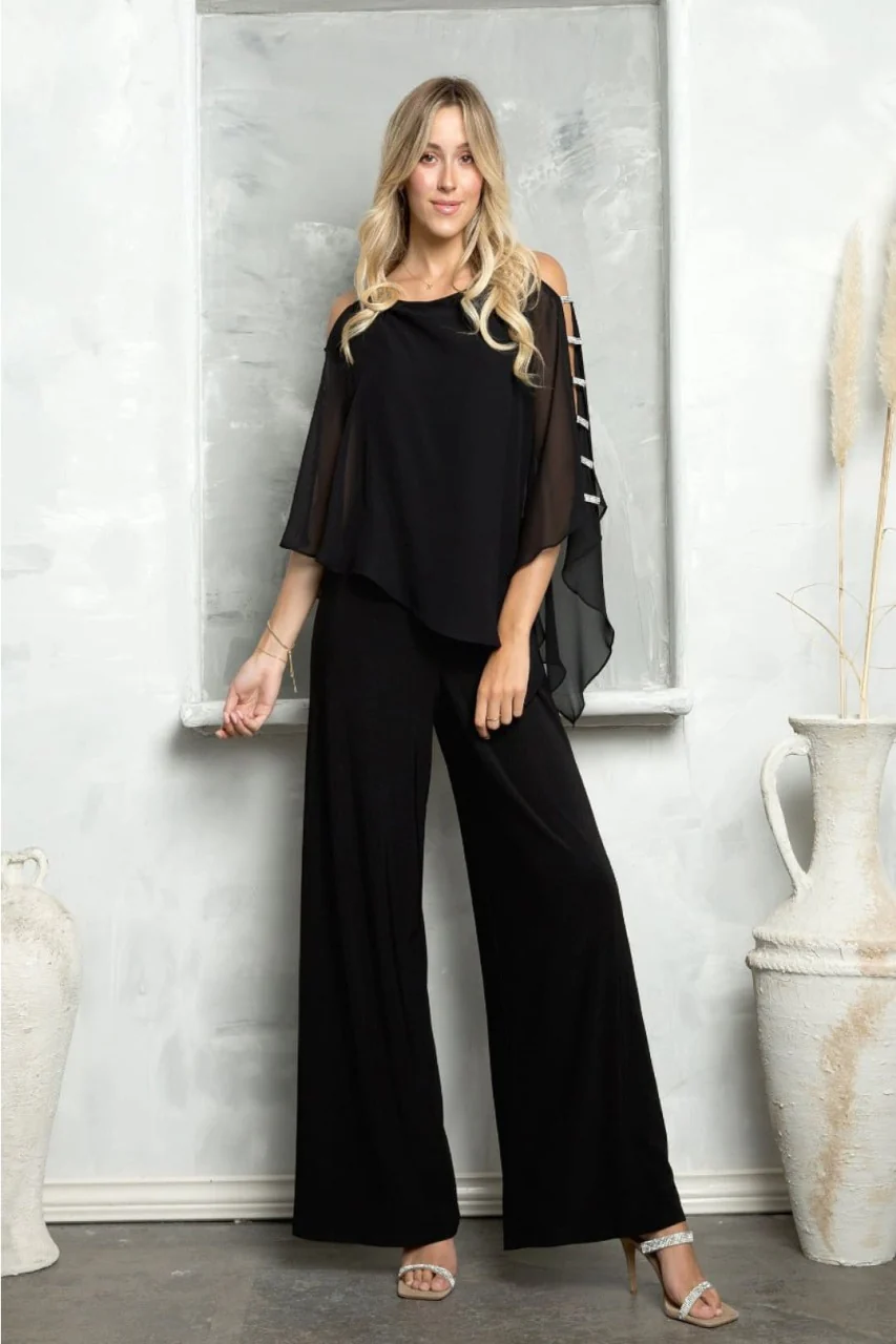 Eva USA 3381 Cape Overlay Stretch Jersey Formal Jumpsuit - Image 10