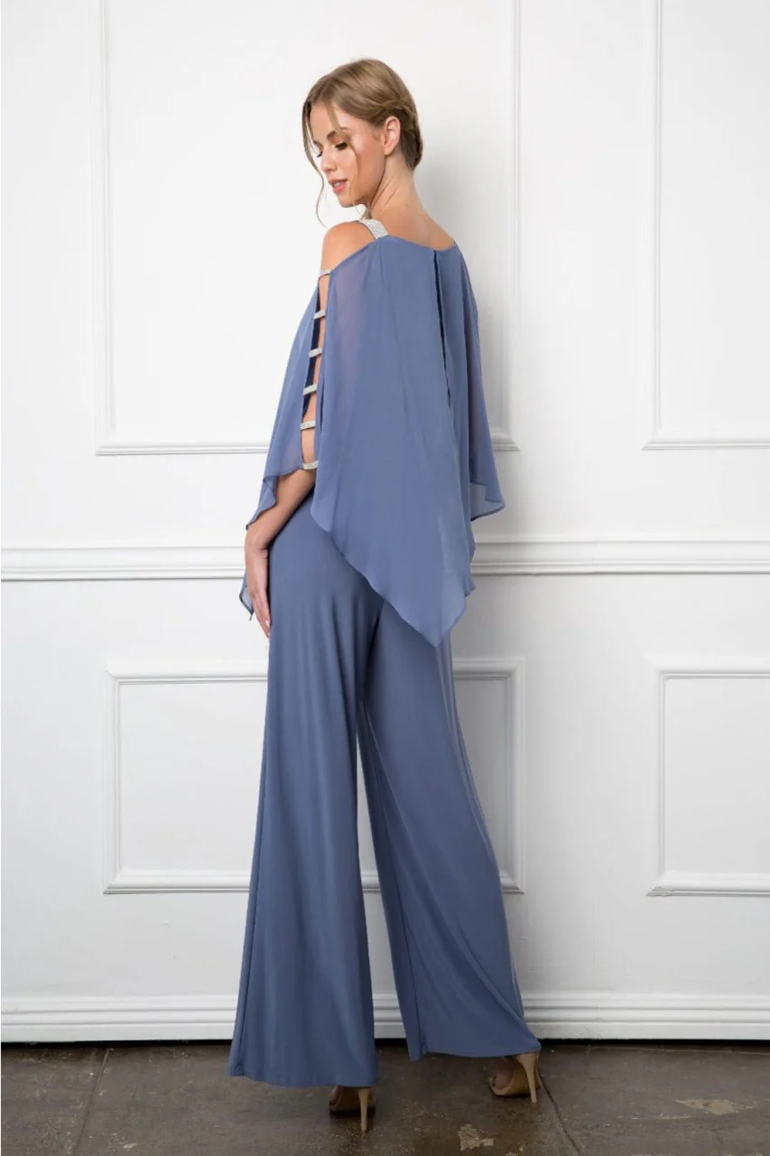 Eva USA 3381 Cape Overlay Stretch Jersey Formal Jumpsuit - Image 11