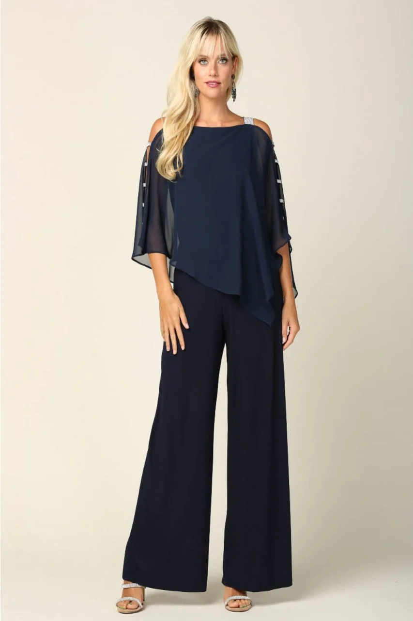 Eva USA 3381 Cape Overlay Stretch Jersey Formal Jumpsuit - Image 13