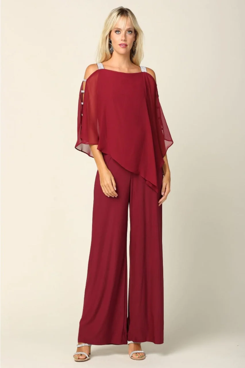 Eva USA 3381 Cape Overlay Stretch Jersey Formal Jumpsuit - Image 14