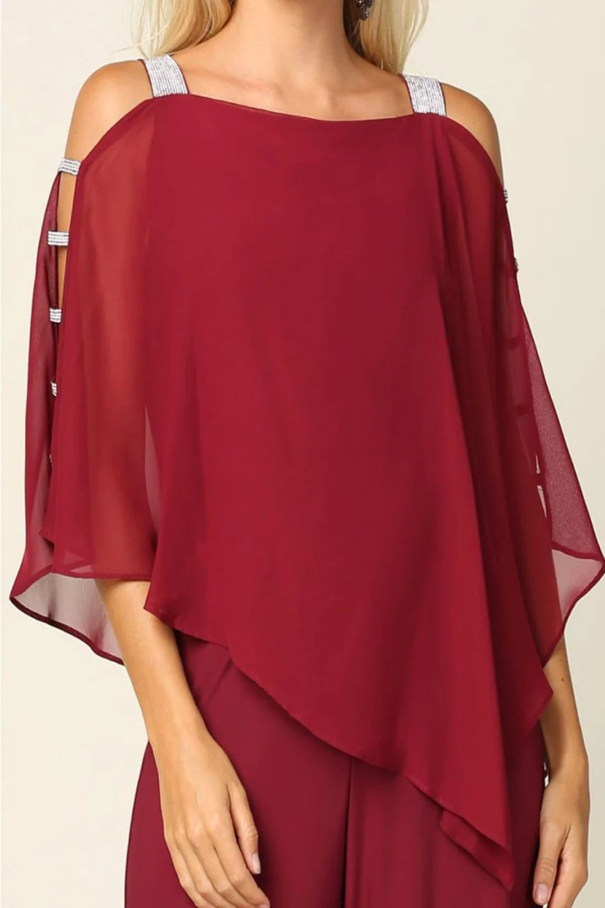 Eva USA 3381 Cape Overlay Stretch Jersey Formal Jumpsuit - Image 16