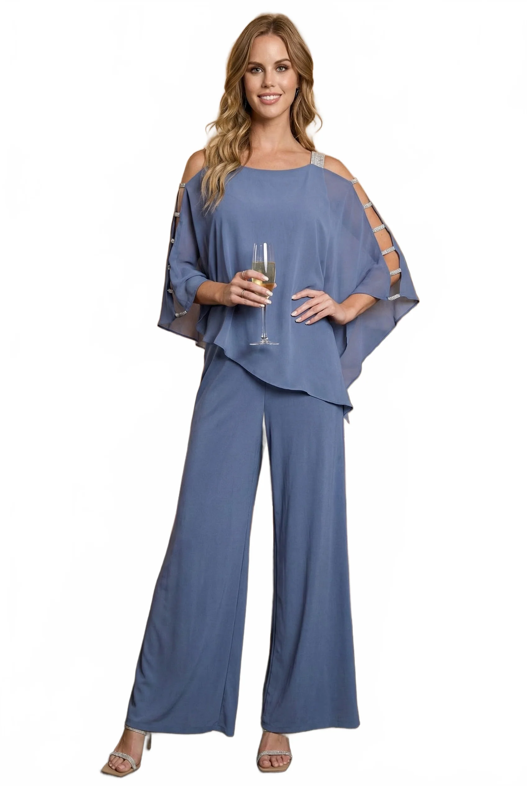 Eva USA 3381 Cape Overlay Stretch Jersey Formal Jumpsuit - Image 18