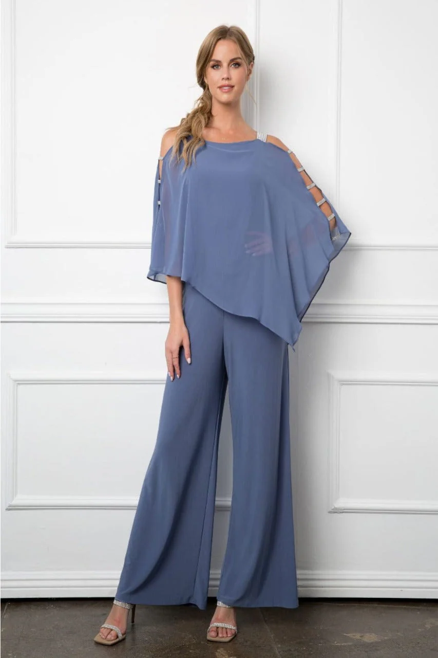 Eva USA 3381 Cape Overlay Stretch Jersey Formal Jumpsuit - Image 6