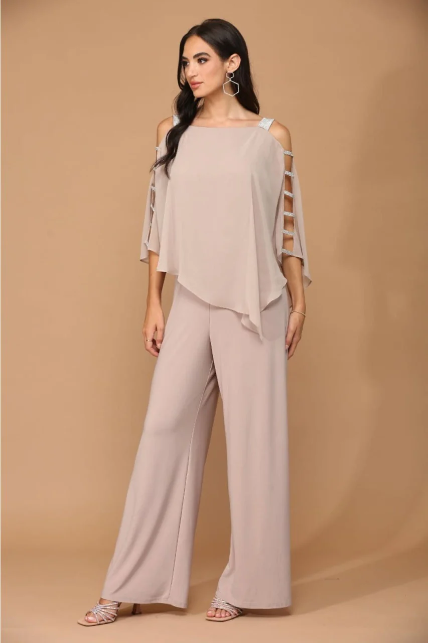 Eva USA 3381 Cape Overlay Stretch Jersey Formal Jumpsuit - Image 8