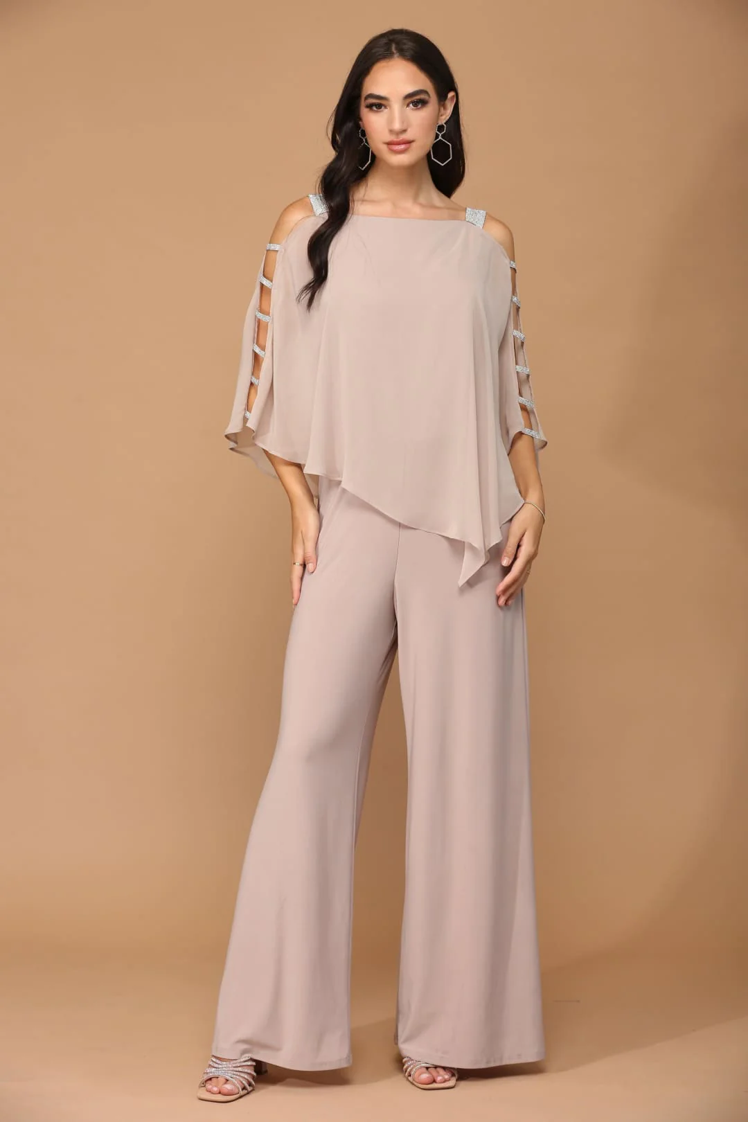 Eva USA 3381 Formal Chiffon Cape Overlay Jumpsuit - Image 10