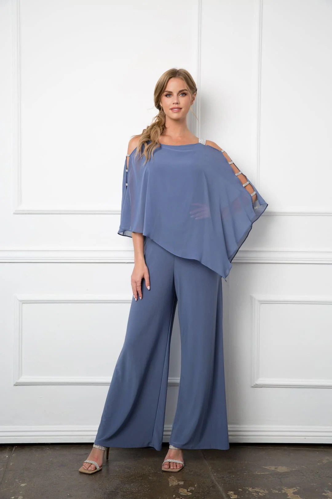 Eva USA 3381 Formal Chiffon Cape Overlay Jumpsuit - Image 11