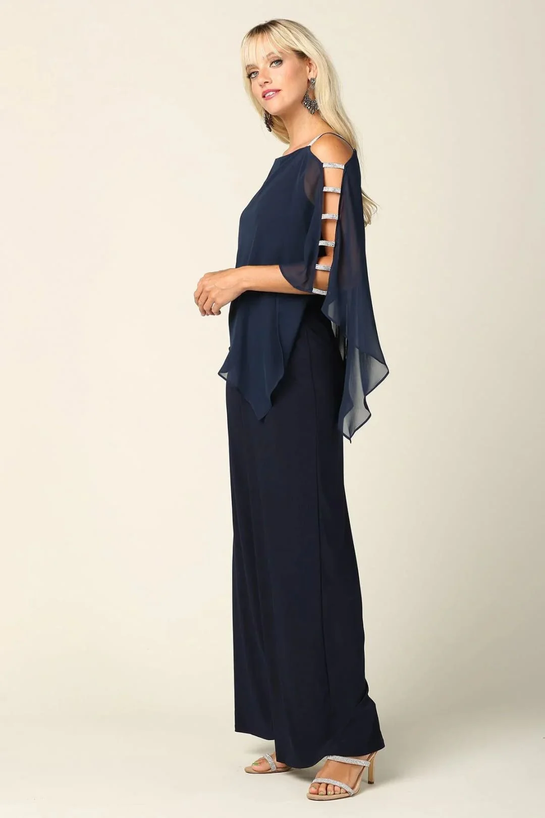 Eva USA 3381 Formal Chiffon Cape Overlay Jumpsuit - Image 13