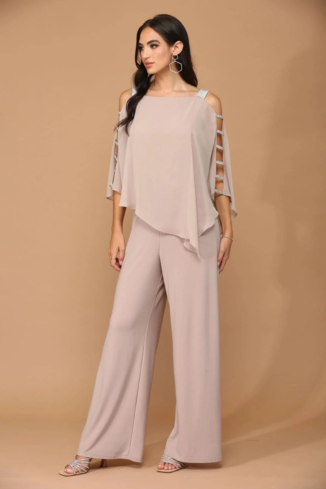 Eva USA 3381 Formal Chiffon Cape Overlay Jumpsuit - Image 16