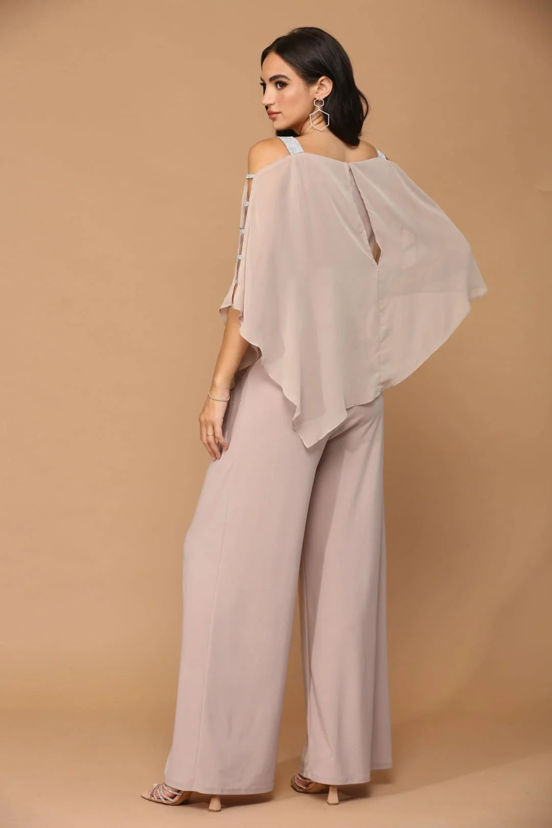 Eva USA 3381 Formal Chiffon Cape Overlay Jumpsuit - Image 17