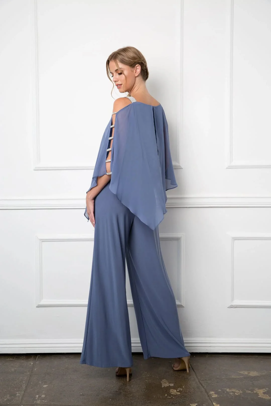 Eva USA 3381 Formal Chiffon Cape Overlay Jumpsuit - Image 18