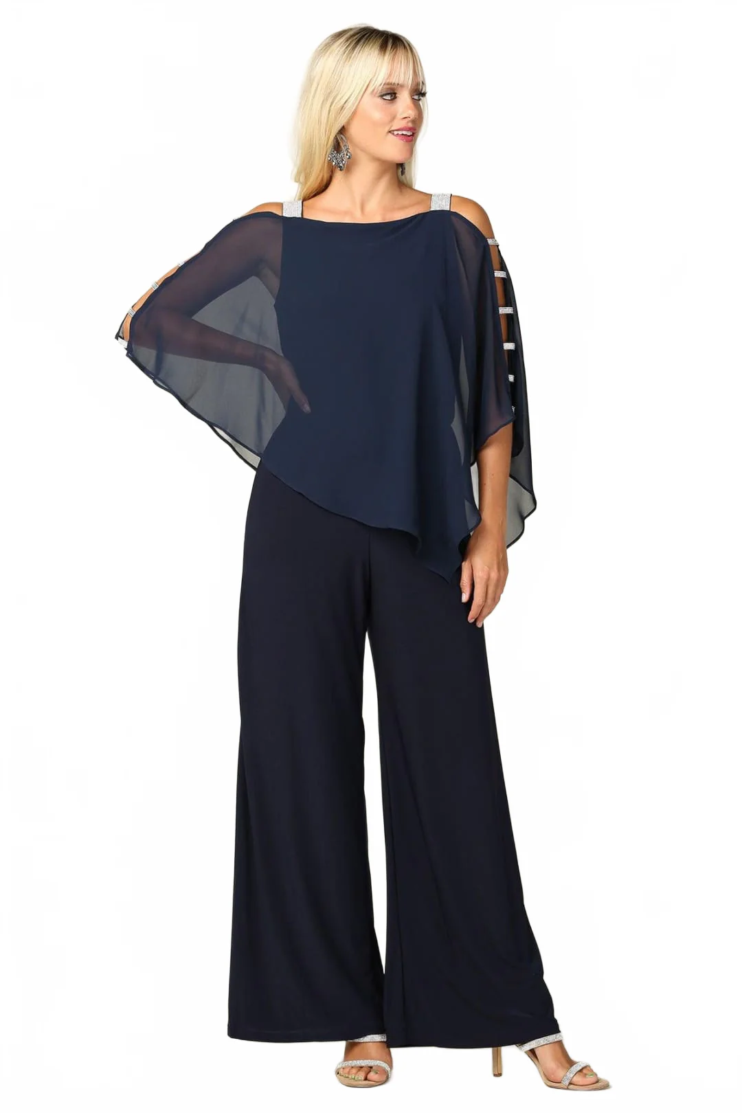 Eva USA 3381 Formal Chiffon Cape Overlay Jumpsuit - Image 19
