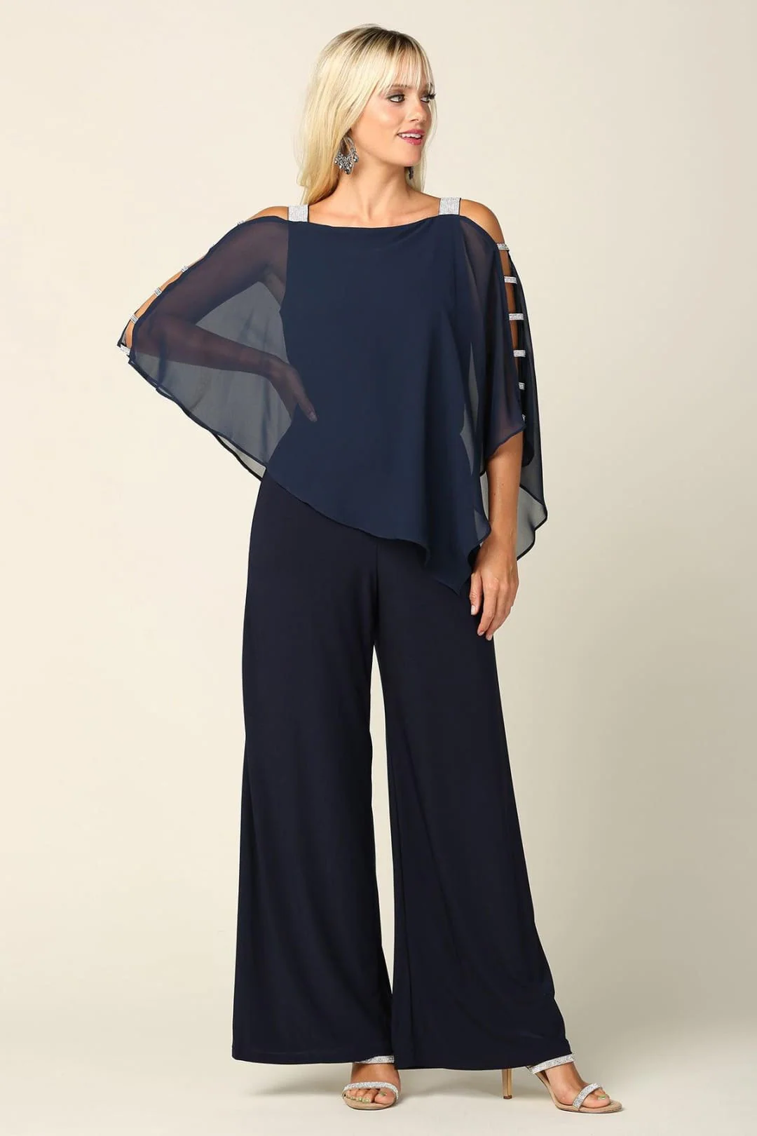 Eva USA 3381 Formal Chiffon Cape Overlay Jumpsuit - Image 6