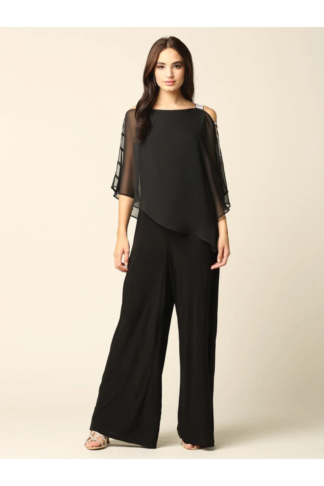 Eva USA 3381 Formal Chiffon Cape Overlay Jumpsuit - Image 7