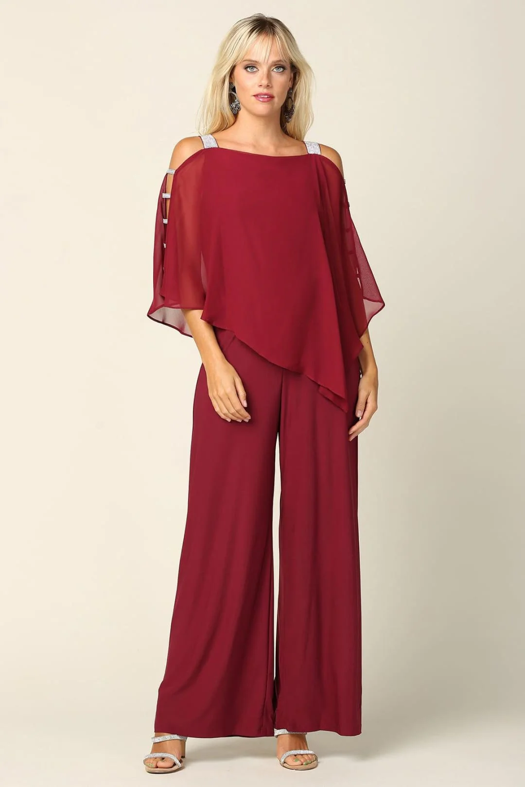 Eva USA 3381 Formal Chiffon Cape Overlay Jumpsuit - Image 8