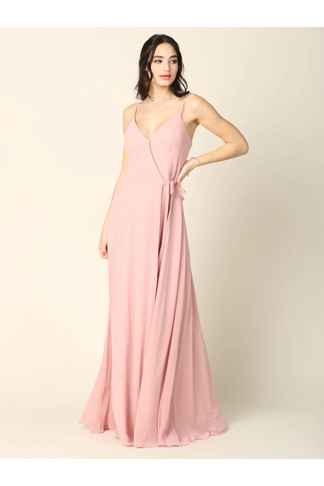 Eva USA 3382 Long Spaghetti Strap Chiffon Wrap Bridesmaids Gown - Image 3