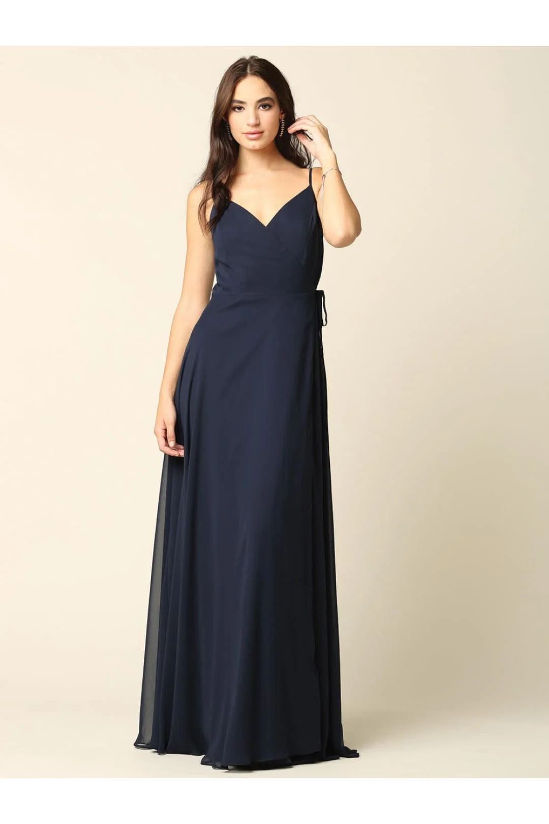 Eva USA 3382 Long Spaghetti Strap Chiffon Wrap Bridesmaids Gown - Image 5