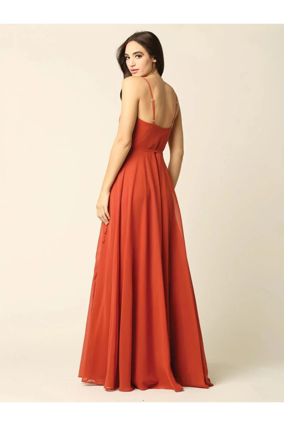 Eva USA 3382 Long Spaghetti Strap Chiffon Wrap Bridesmaids Gown - Image 6