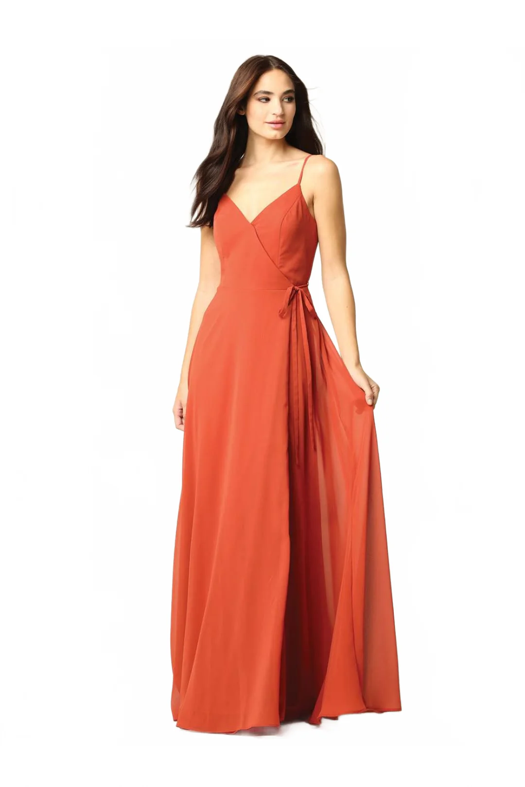 Eva USA 3382 Long Spaghetti Strap Chiffon Wrap Bridesmaids Gown - Image 9