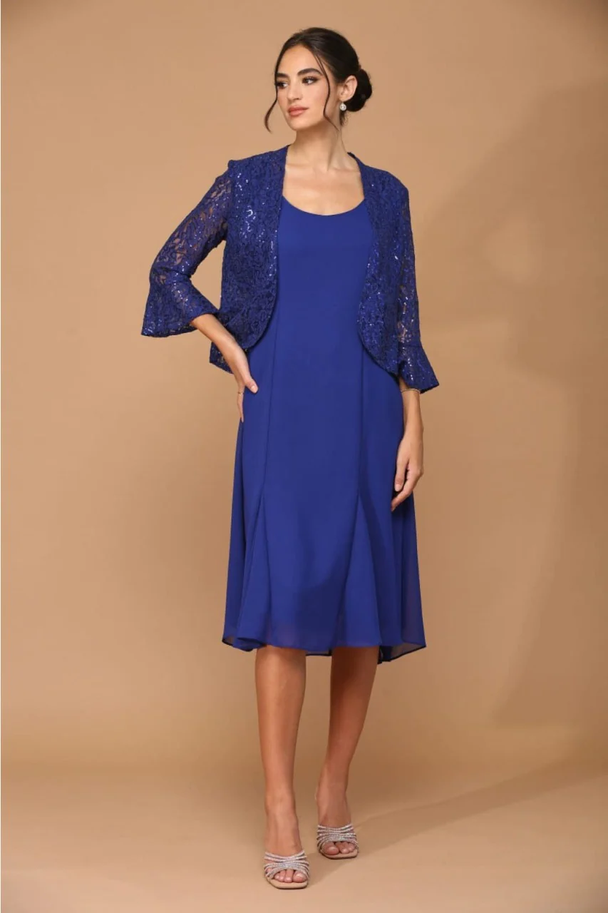 Eva USA 3385 Mother of the Bride Knee Length 2 Pc Dress with Jacket - Image 6