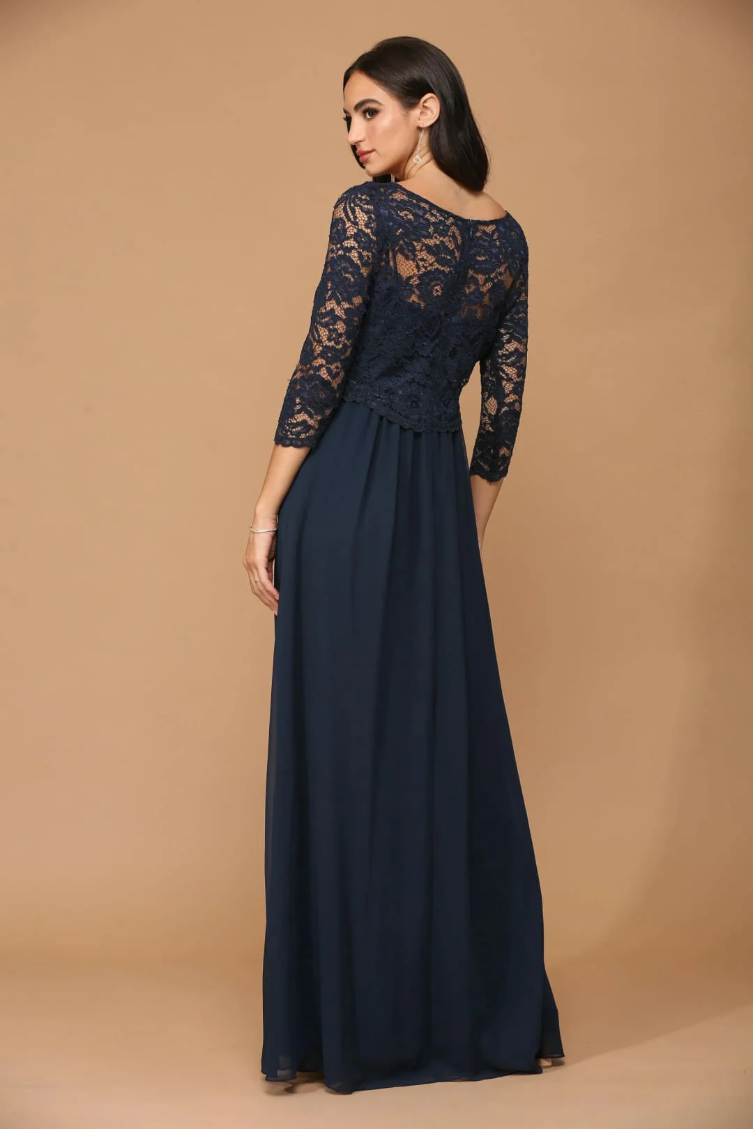 Eva USA 3399 Long 3/4 Sleeve Mother of the Bride Chiffon Dress - Image 6