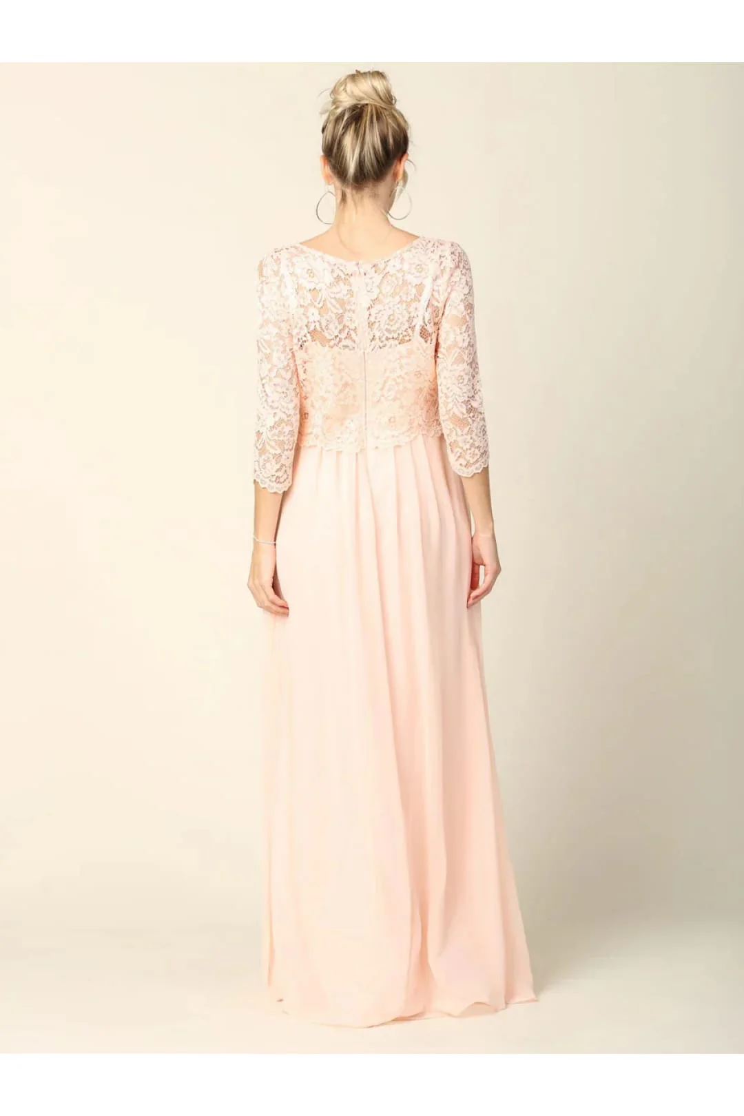 Eva USA 3399 Long 3/4 Sleeve Mother of the Bride Chiffon Dress - Image 7