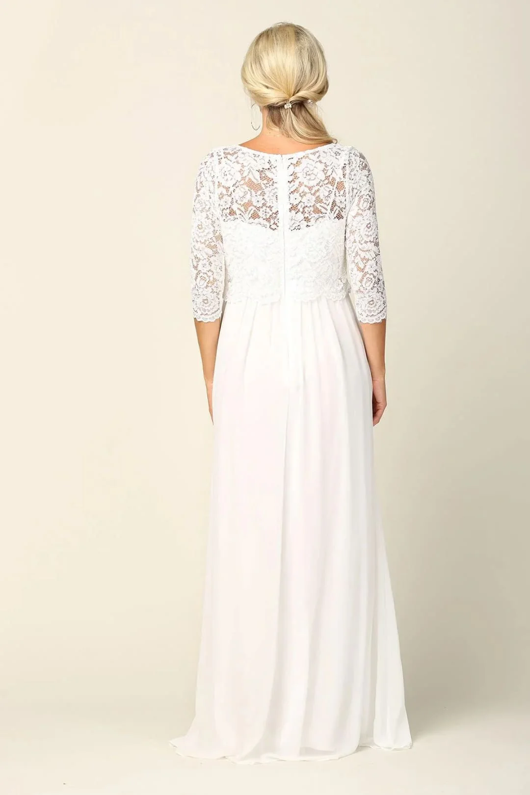Eva USA 3399 Long 3/4 Sleeve Mother of the Bride Chiffon Dress - Image 8