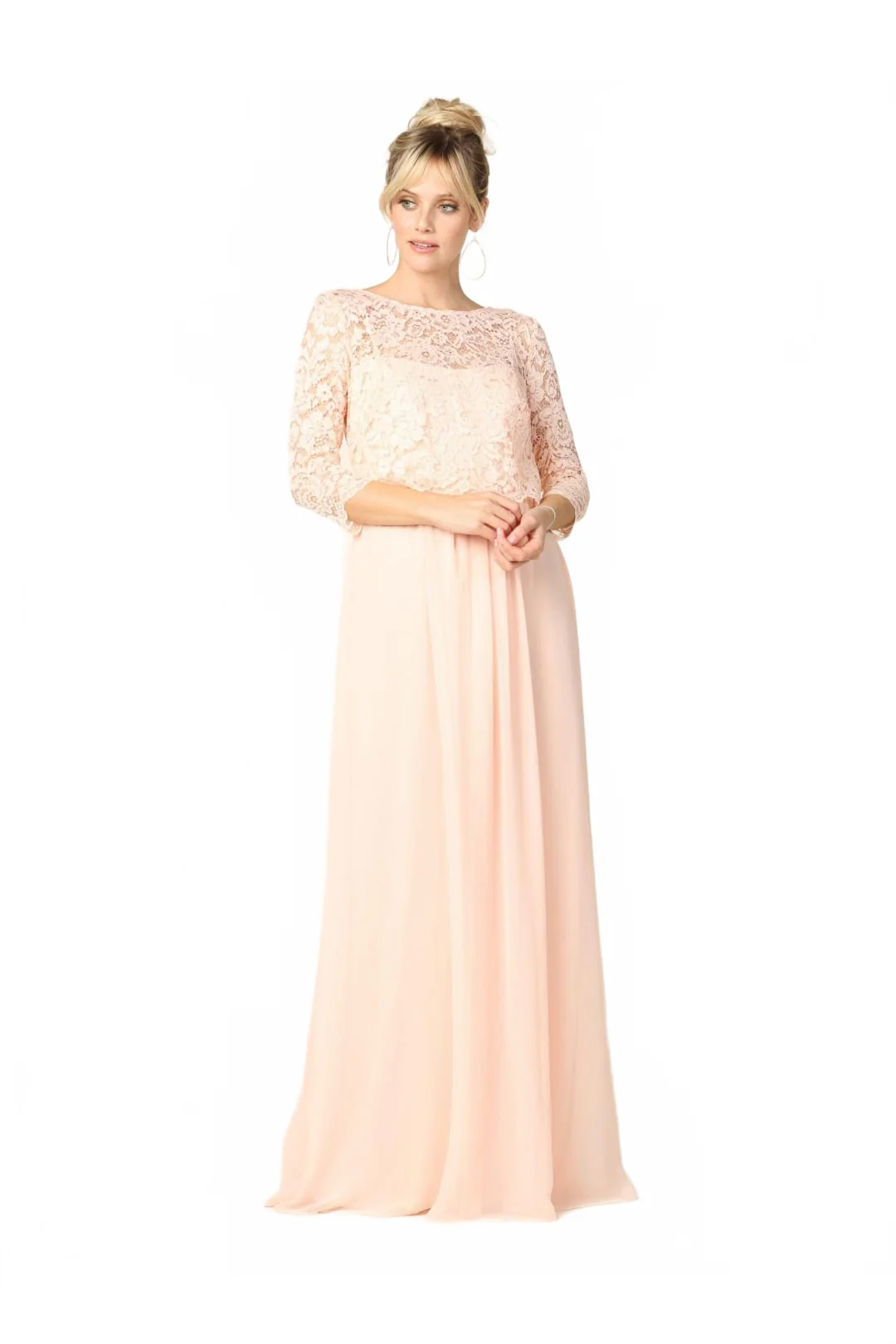 Eva USA 3399 Long 3/4 Sleeve Mother of the Bride Chiffon Dress - Image 9
