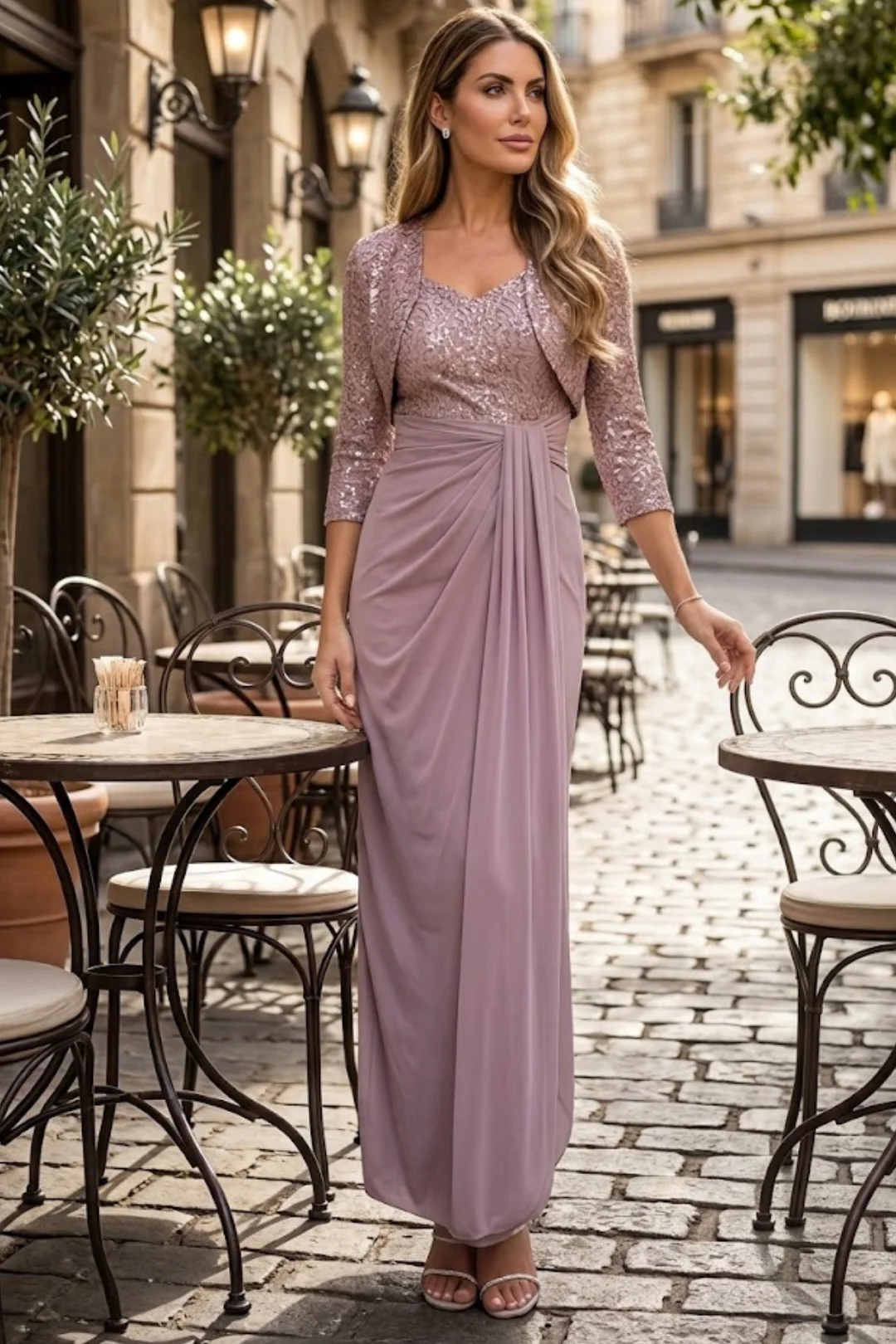 Eva USA 3406 Mother of the Bride Sweetheart 2 Pc Chiffon Bolero Dress - Image 3