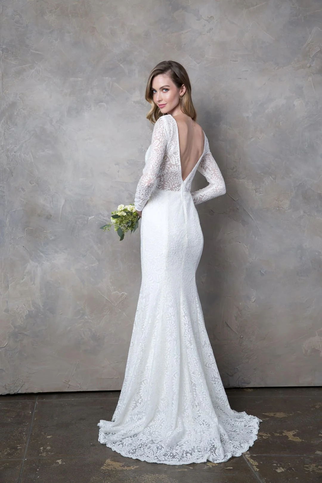 Eva USA 3407 Simple Long Sleeve Lace Wedding Dress - Image 3
