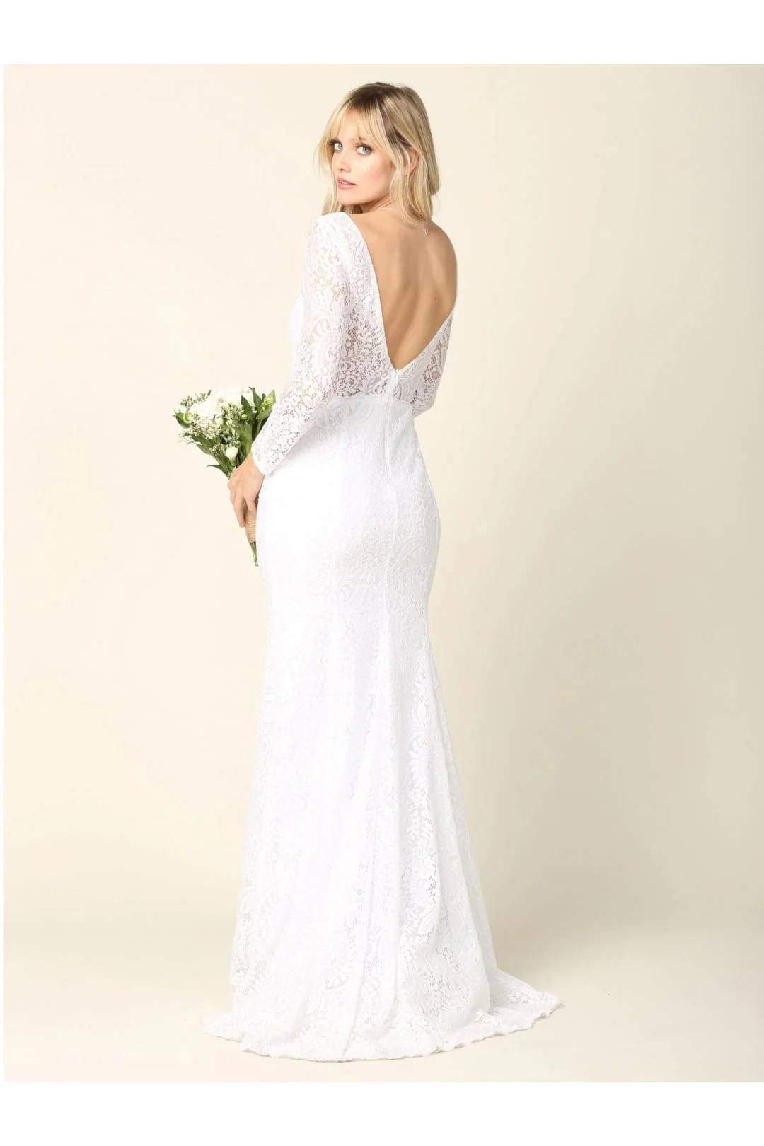 Eva USA 3407 Simple Long Sleeve Lace Wedding Dress - Image 5
