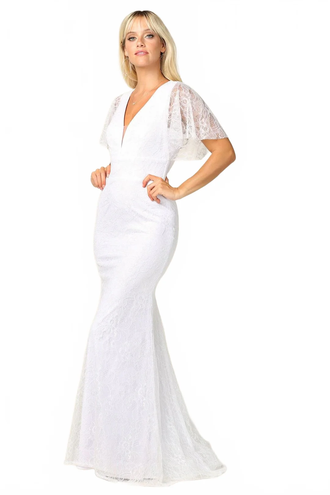 Eva USA 3420 Bridal Long Gown – Wing Sleeve Lace Wedding Dress - Image 4