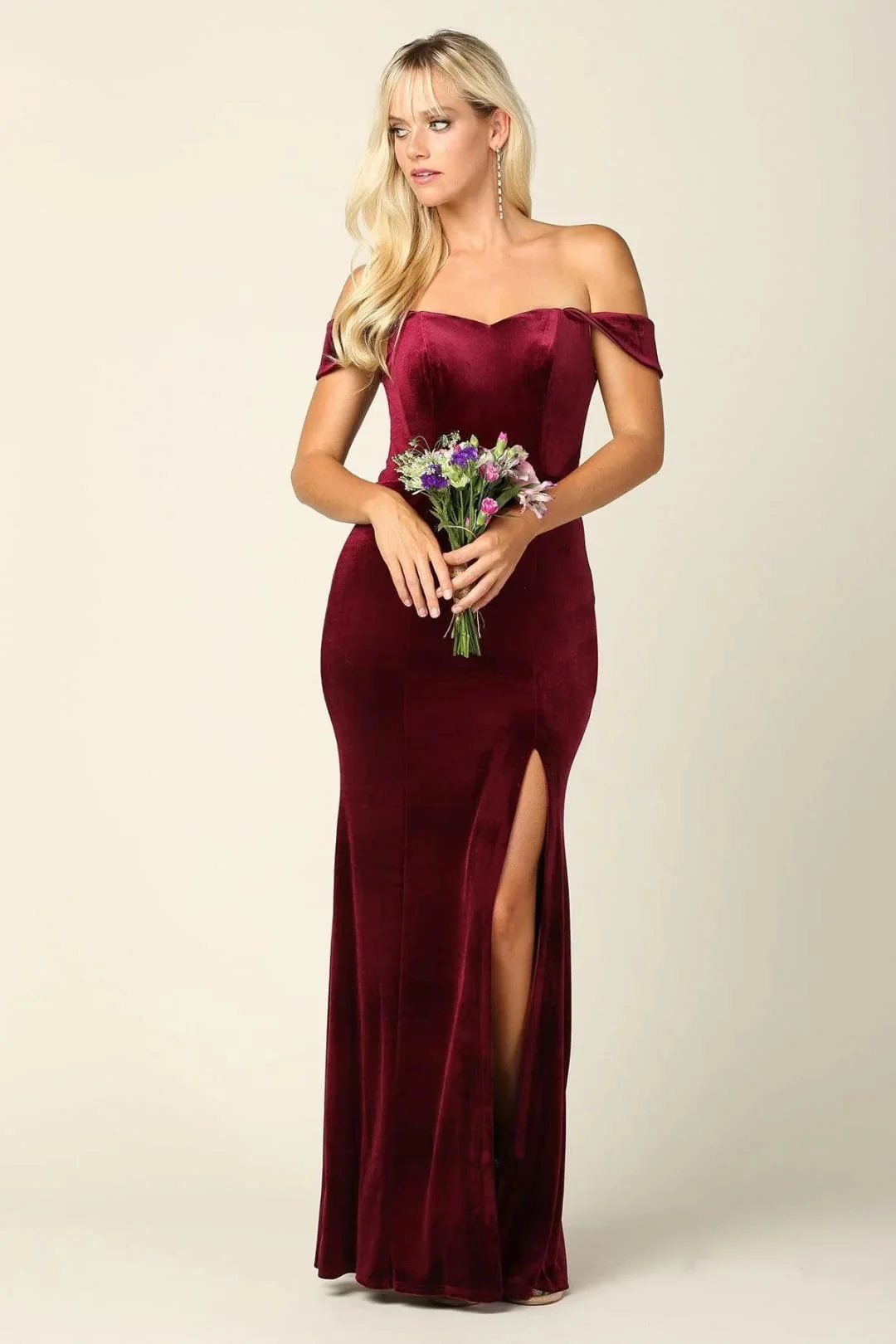 Eva USA 3430 Long Formal Off-Shoulder Velvet Evening Dress - Image 6