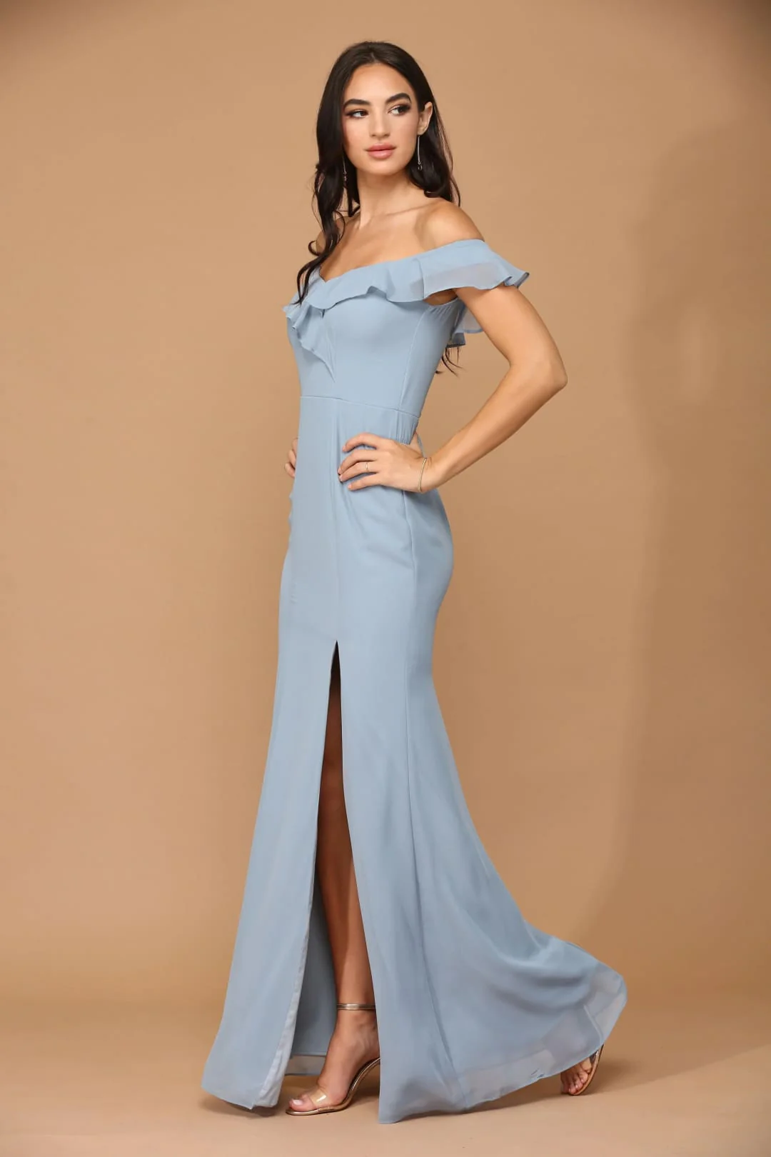 Eva USA 3438 Long Off Shoulder Chiffon Dress - Image 14